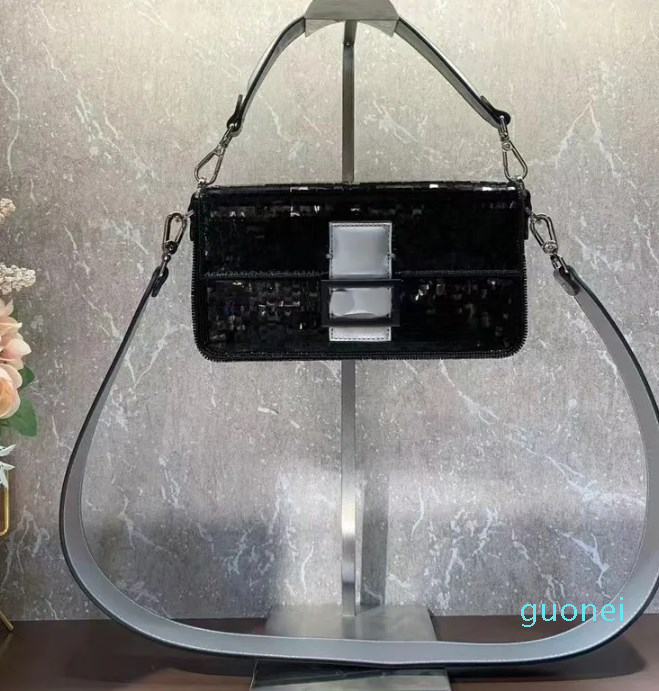 

Pearly Baguette Bag Flap Messenger Bags Handbag Purse Silver Hardware Buckle Fashion Letter Buckle Removable Leather Shoulder Strap Interior Zip Pocket Dinner Bag, Blue