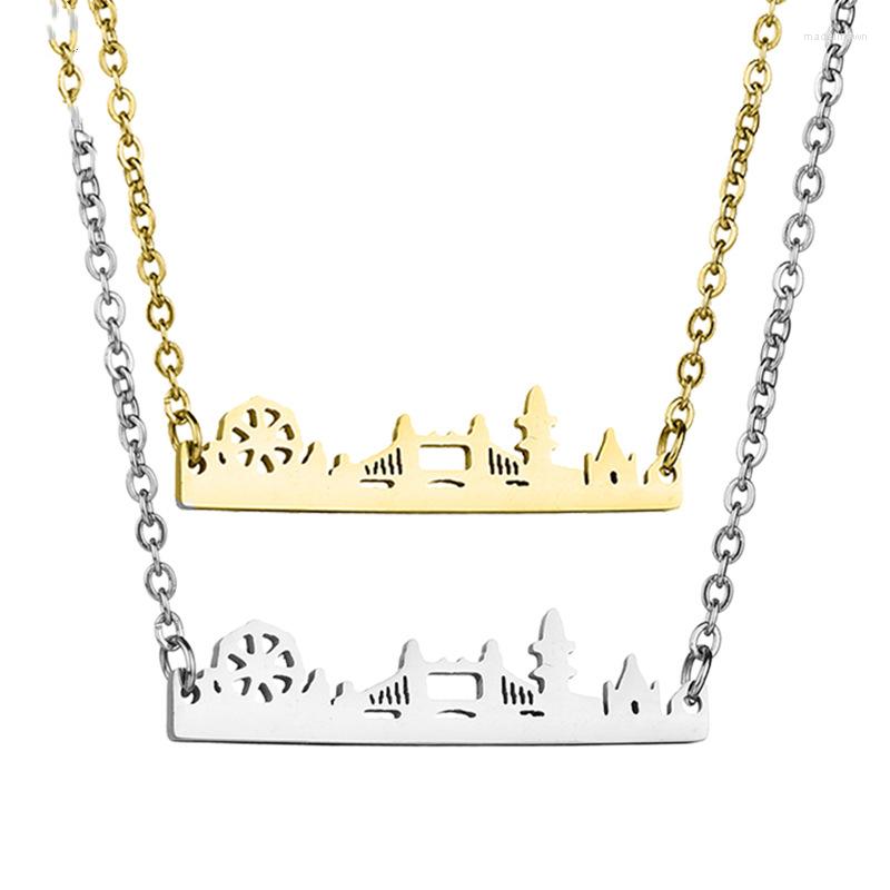 

Chains Fashion Stainless Steel Architecture Necklace London Bridge Skyline Cityscape Landscape Minimalist Collares Mujer