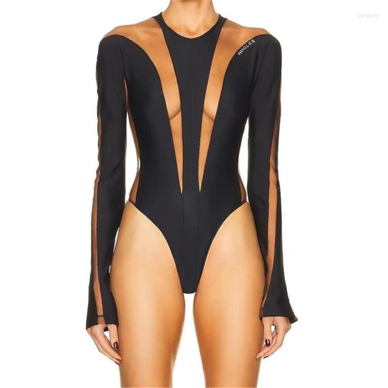 

Women' Tanks Women' Bodysuit Style For Spring And Summer 2023 Mesh Panel Transparent Corset Korean Fashion Slim Fit T-Shirt, Black