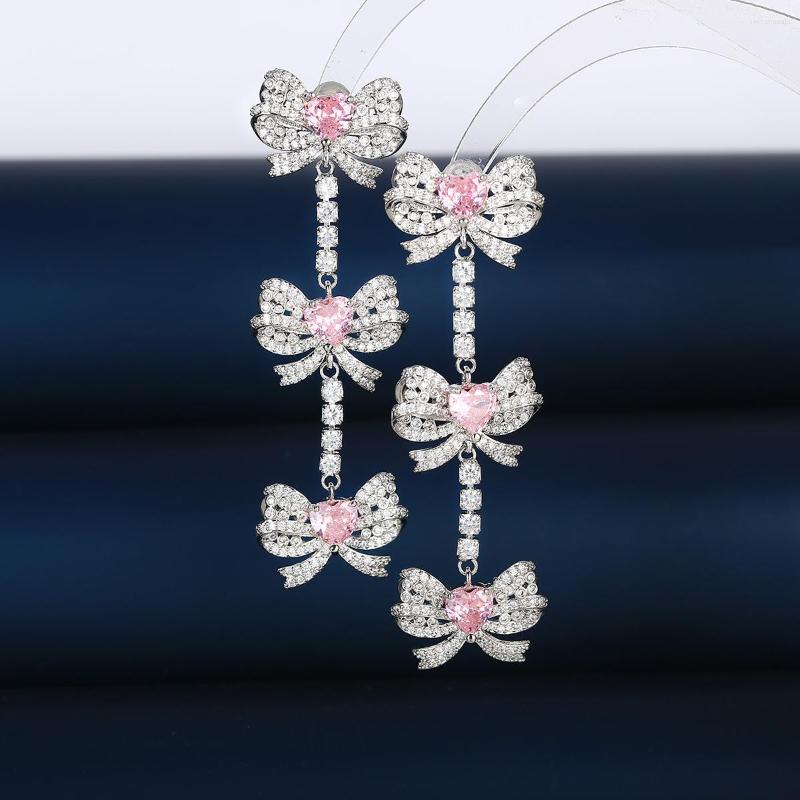 

Dangle Earrings Bowknot Tassel Love Zircon Light Luxury Style For Women Or Girls Chrismas' Gift