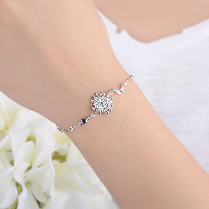 

Link Bracelets Women Bracelet Cute Moon & Sun Zircon Resizable Jewelry Girl Lady Birthday Gift