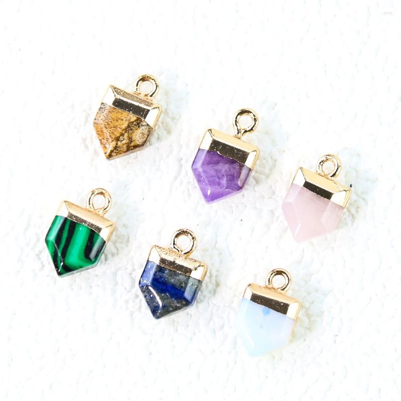 

Charms Natural Stone Faceted Geometric Earring Crystal Quartz Amethyst Agate Pendant DIY Necklace For Jewelry Making