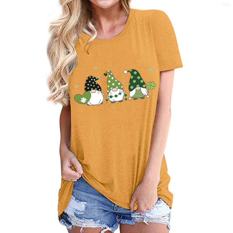

Women's T Shirts Faceless Doll St. Patrick's Day Printed Women Fashion Short Sleeve Blouse 3d Abstract Blouses And Tops, Light grey