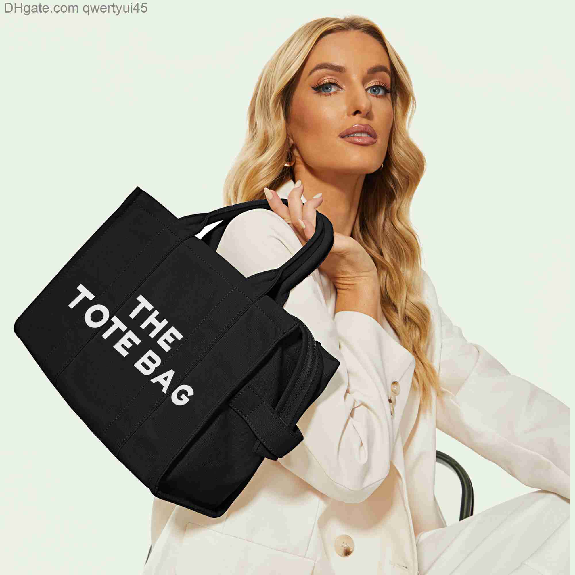 

qwertyui45 Totes Canvas Tote Bag Casual Large Capacity Women Big Handbags For Female Crossbody Bags Shoulder Bag Shopper Purse 031723H, Black mini