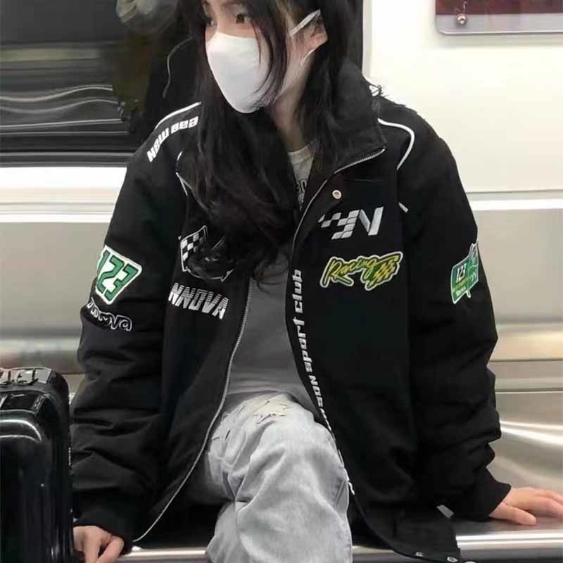 

Women's Jackets American Vintage Green Baseball Cyber Y2k Basic Jacket Spring Clothes For Techwear Loose BF Women Clothing Men Winter Outerwear 230317
