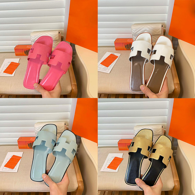 

Leather Style oran Women Men Summer Slippers Sandals Designer Luxury Female Flat Sexy Female Outside Womens Wear 100 Matching Indoor Herma Awesome Shoe Size 35-43, #13