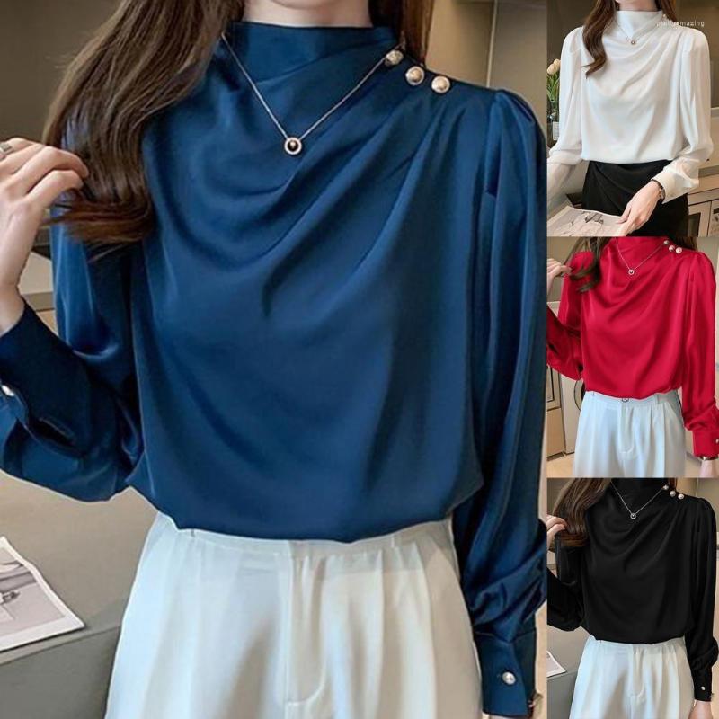 

Women's Blouses Fashion Pullover Top Eye-catching Decorative Comfortable Solid Color Puff Sleeve Women, Red