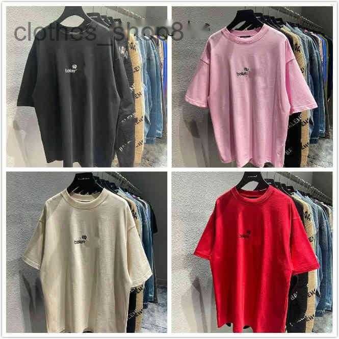 

balencigity italy brand men t shirts printing men' women' OS Paris embroidered letter T-shirt bale 83DE, Mei hong
