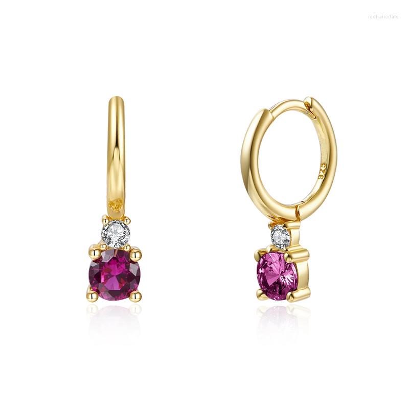 

Hoop Earrings AIDE S925 Sterling Silver French Multicolor Round Zircon For Women Girl Huggie Earring Pendientes Jewelry Brincos