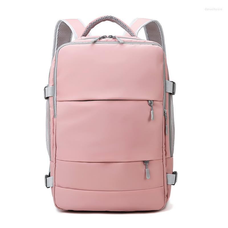 

School Bags Pink Women Travel Backpack Water Repellent Anti-Theft Stylish Casual Daypack Bag With Luggage Strap & USB Charging Port, Black