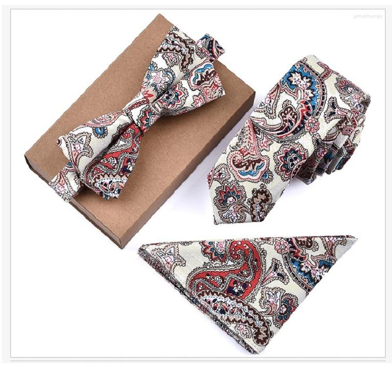 

Bow Ties HOOYI Neck Tie Set Cotton Slim For Men Bowtie Flower Pocket Square Handkerchief Butterfly