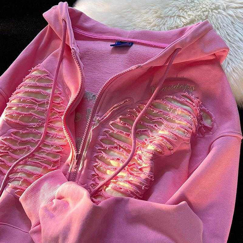 

Men's Hoodies Sweatshirts Y2K Harajuku Korean Style Loose Butterfly Zip Up Hoodie Women Long-Sleeved Hooded Jacket Retro Oversized Sweatshirt, White