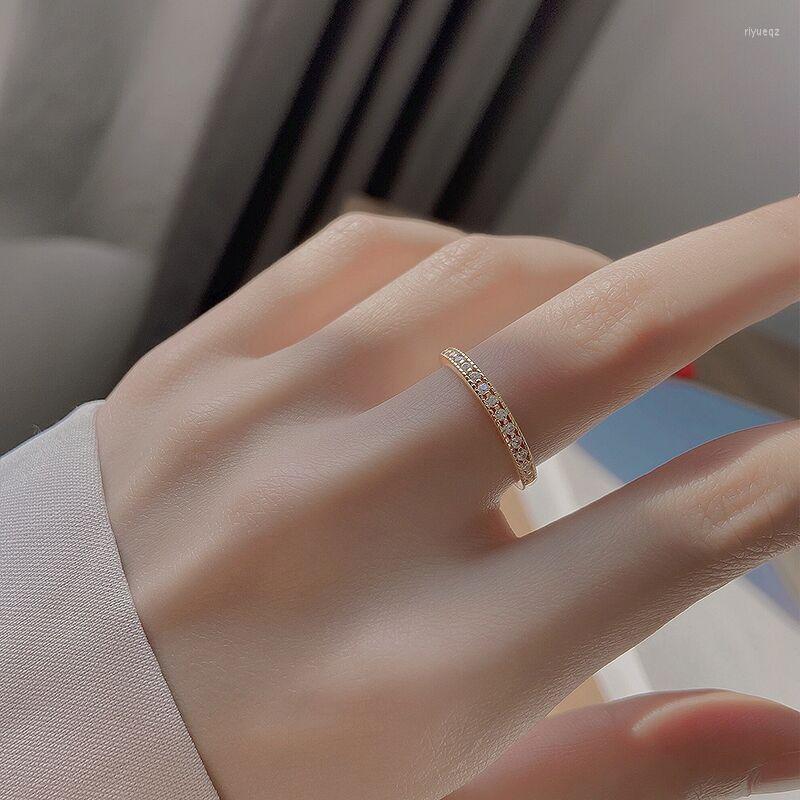 

Wedding Rings Silver Color Copper Lace Cubic Zirconia Thin Golden Adjustable For Women Delicate Elegant Jewelry Gifts Bijou