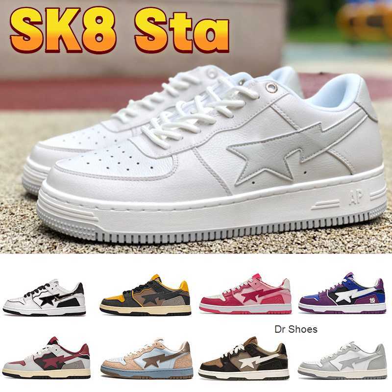 

SK8 Sta Casual Shoes Court Bapesta Designer Nigo men women sneaker ABC Camo Pink Blue Vintage Beige Indigo Brown Ivory Black Yellow white, #5- vintage white red