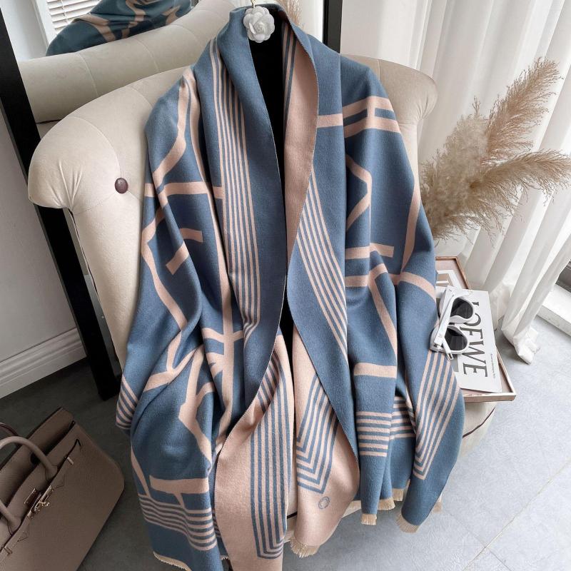

Scarves Winter Cashmere Pashmina Women Shawls And Wraps Striped 2023 Luxury Lady Brand Warm Thick Blanket