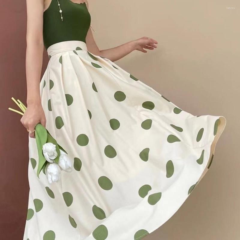 

Skirts 2023 Celmia Women Maxi Bohemian Polka Dot Long Skirt Summer High Waist Pockets Casual Party Office Bottoms Large Robe, 01