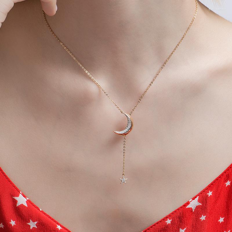 

Chains Inspiration 925 Sterling Silver Tassel Star Moon Night Necklace For Women Fashion Light Luxury Collarbone Chain Jewelry Gift