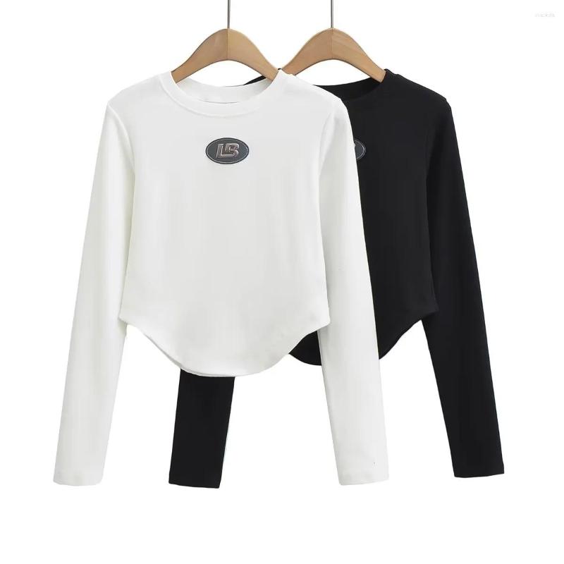 

Women' T Shirts Fall Design Korean Style Cotton White Black Long Sleeve Chic Fashion Crop Top Kpop Jennie Solid Y2k Baby Tee Tshirt For