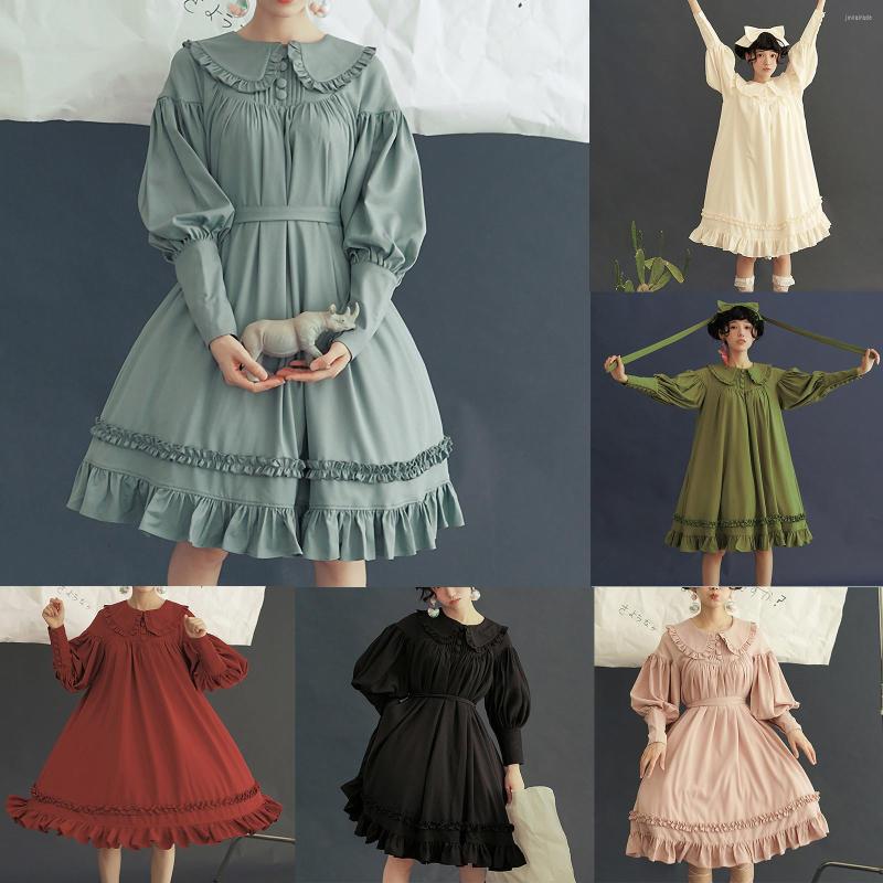 

Casual Dresses Cute Sleeve Golilla Style Loose Collar Long Women' Dress, Black