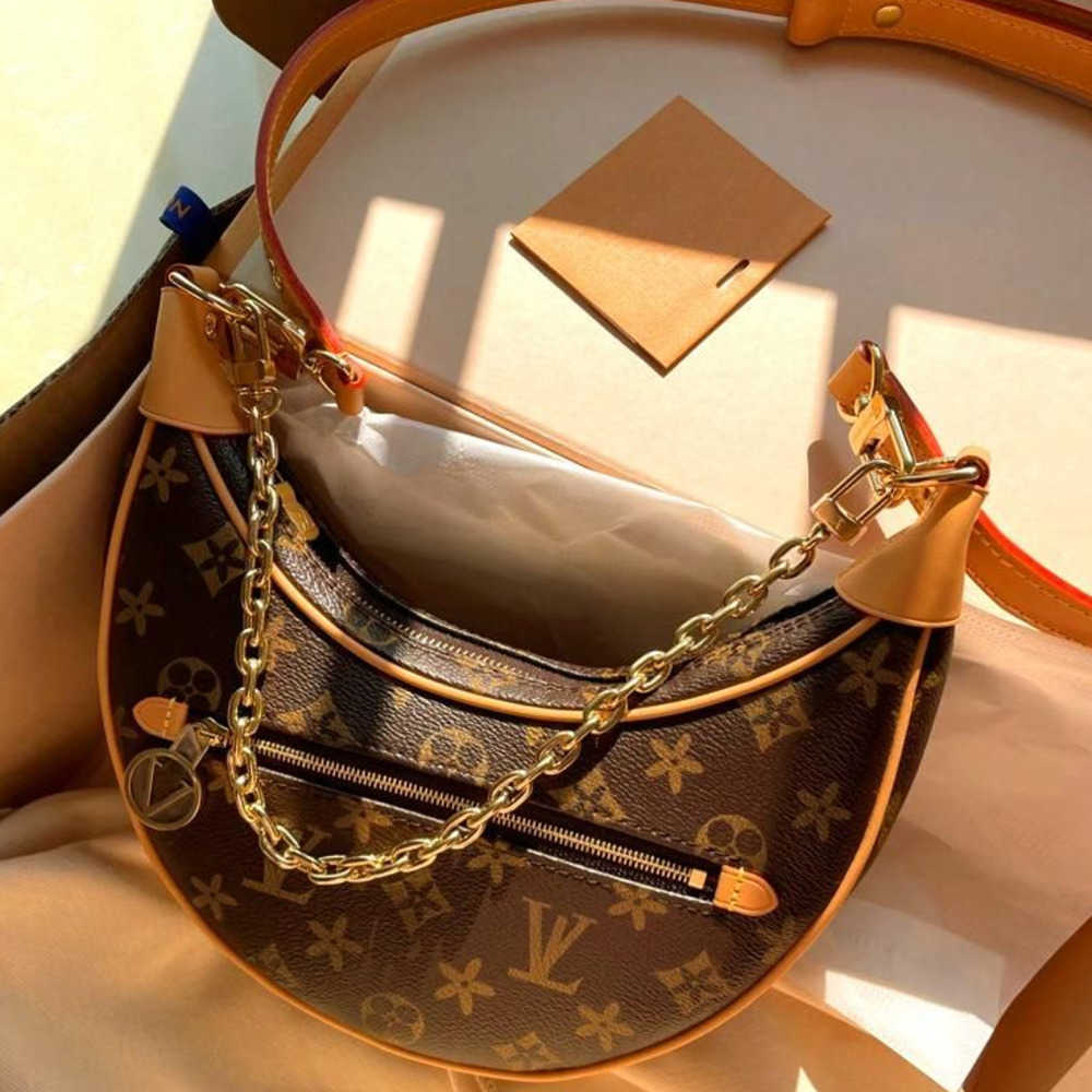 

Evening Bags Croissant bag shoulder hobo designer Purse M81098 Cosmetic half-moon baguette underarm Handbag crossbody Metal Chain Collection luxury Women, Brown flowers