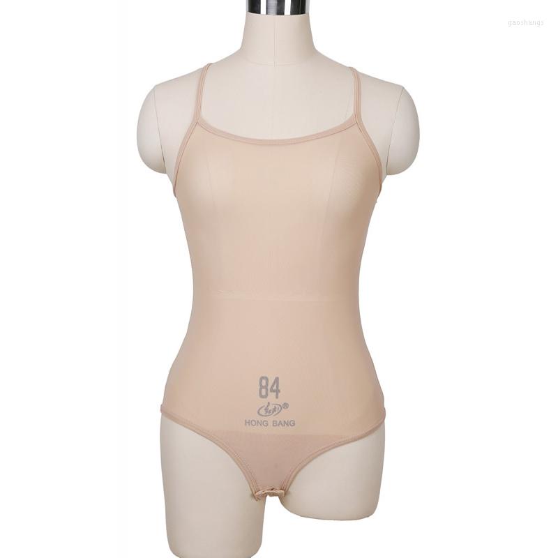 

Stage Wear Women Dance Accessories Stretchy Mesh Top Nude Black Chest Support Bodysuit Bottoming Belly Leotards Size M/L