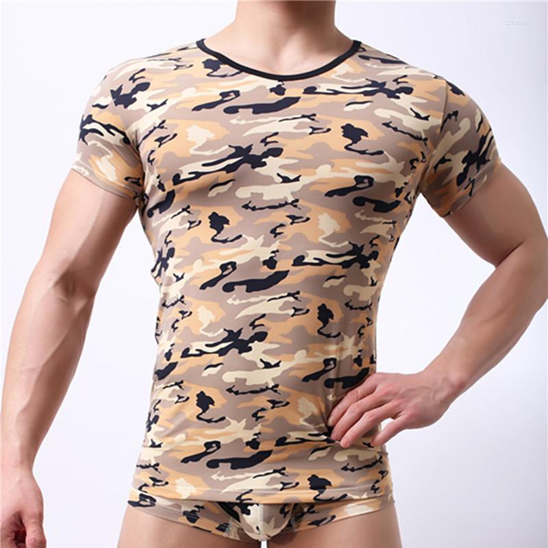 

Men's T Shirts Sexy WOXUAN Camouflage T-Shirt Quick Dry Breathable Tights Army Undershirt Mens Compression Shirt Fitness Summer Bodybulding, Blue