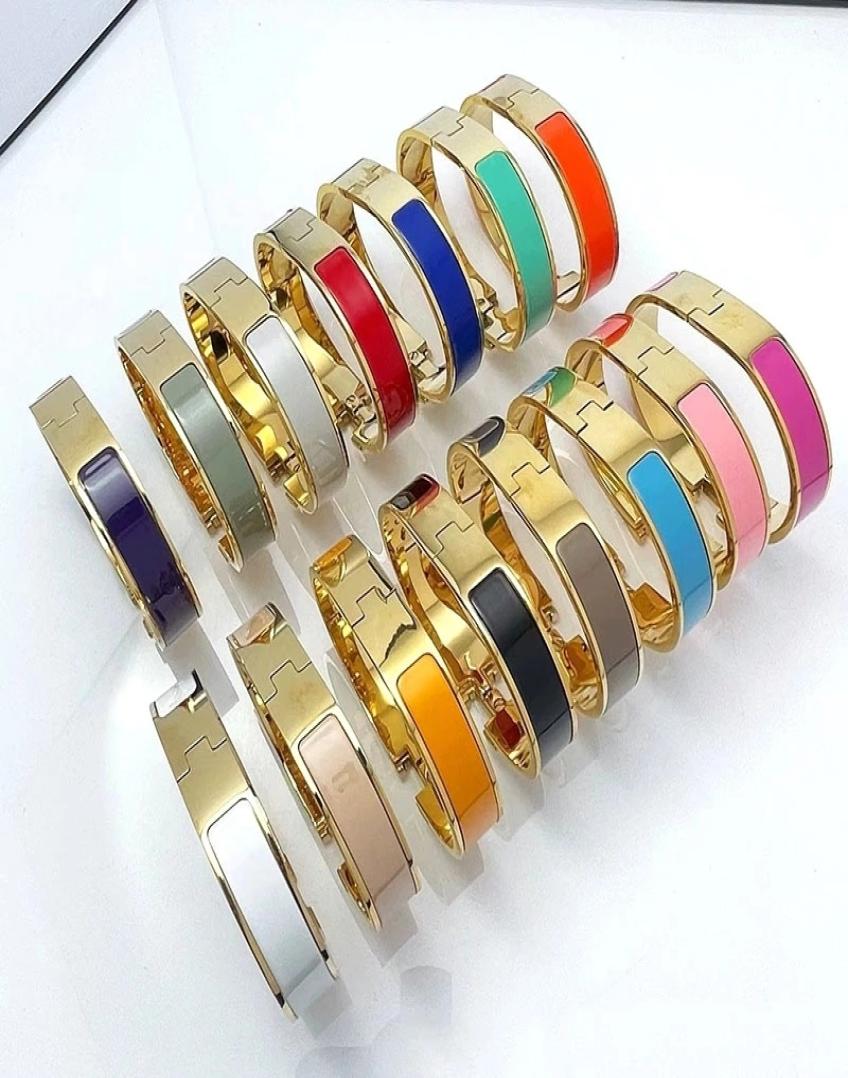 

Bangle 12mm Fashion Simple Stainless Steel H Letter Bracelets Enamel Buckle Glaze European Bracelet Men And Women Gift Jewelry 2208291068