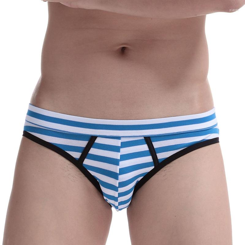 

Underpants Mens Cotton Underwear Briefs Men U Convex Pouch Breathable Male Striped Gay Panties Sexy Jockstrap, Red