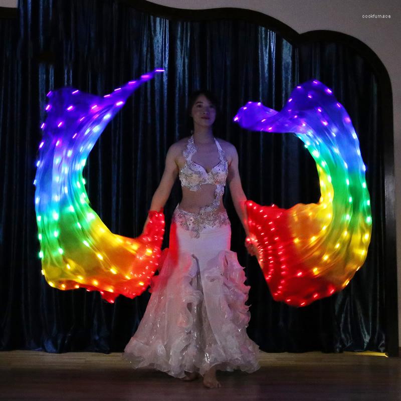 

Stage Wear 1 Pieces Fans Performance Belly Dance LED 180cm Level Hand Props Accessories Rainbow Strong Lamps, White