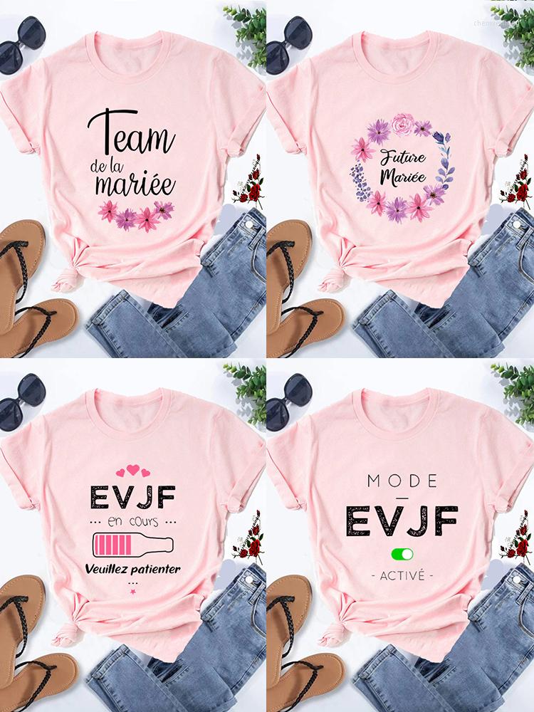 

Women's T Shirts EVJF Team Bride T-shirt Bachelorette Party Graphic Tees Tshirt Pink T-shirts Wedding Tops Engagement, L1659-21-pink