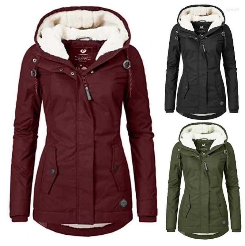 

Women' Trench Coats Autumn Winter Jacket For Women 2023 Thick Warm Hooded Parka Mujer Cotton Padded Coat 4XL Casual Slim Jackets Female Q91, Red