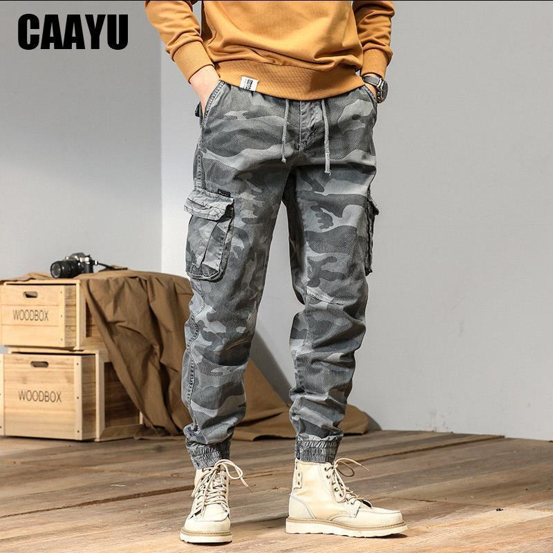 

Men's Pants CAAYU Mens Cargo Men Multi-pocket Male Hip Hop Japanese Streetwear Trousers Jogging Casual Camouflage For 230317, Green camouflage