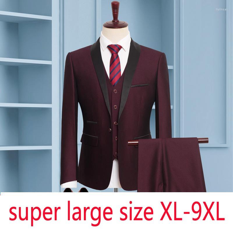 

Men's Suits Three Piece Jackt Pants Vest Bridegroom Suit Men Loose Oversized Wedding Formal Single Breasted Casual Dress Plus Size L-9XL, Jackt purple