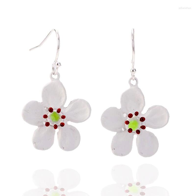 

Dangle Earrings CSxjd Genuine High-grade Wedding Jewelry Bronze White Pear Flower Earring Women