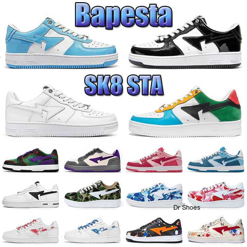 

Bapestas Baped Men Women Casual Shoes Designer Sneaker BapeSta Fashion SK8 Sta Camo Black White Green Red Orange Camouflage Trainer Sports, Color 3