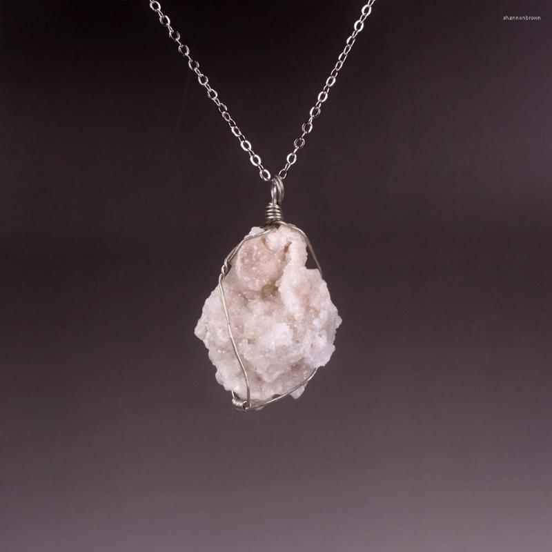 

Pendant Necklaces Druzy 2pcs Trendy Natural Stones Women Irregular Raw Stone Link Chain Necklace Jewelry