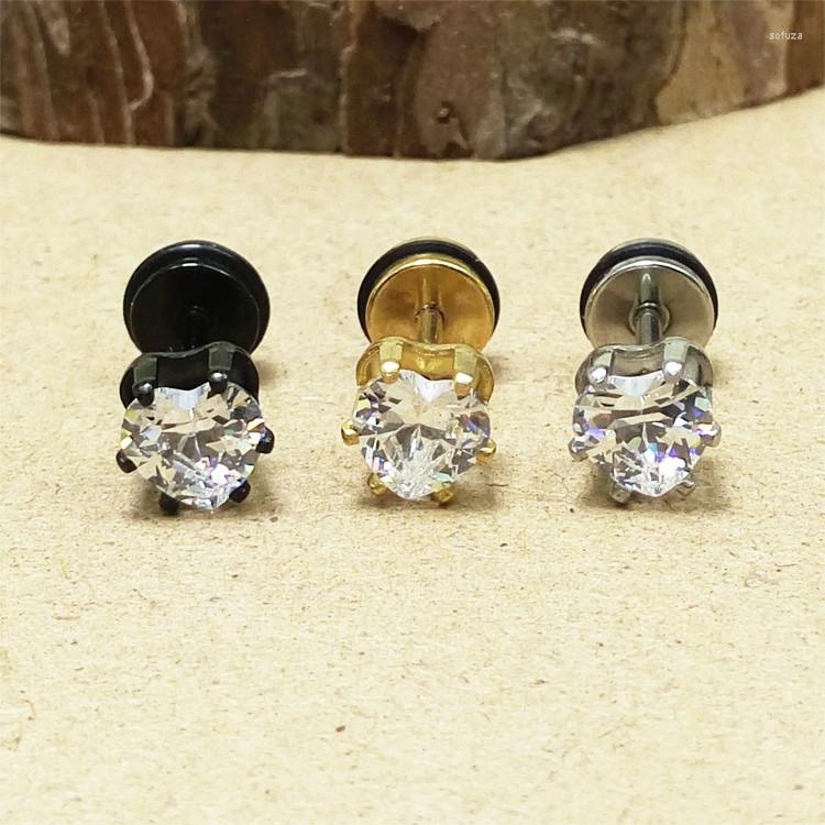 

Stud Earrings Fashion Women Color Gold Black Stainless SteelTransparent Like Heart Crystal Srew Back Brincos Jewelry