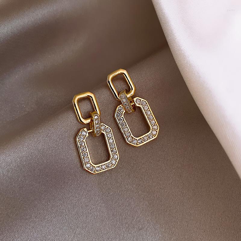 

Stud Earrings Fashion Girl Accessories Square Simple Korean Style Trendy Temperament Round Face Was Thin For Women