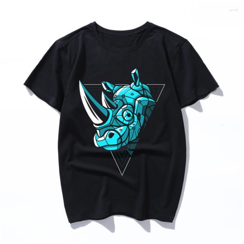 

Men' T Shirts Cyber Rhino T-Shirt Oversized Men Women Tee Shirt Summer Cotton Short Sleeve Cute Graphic Tshirt, Black