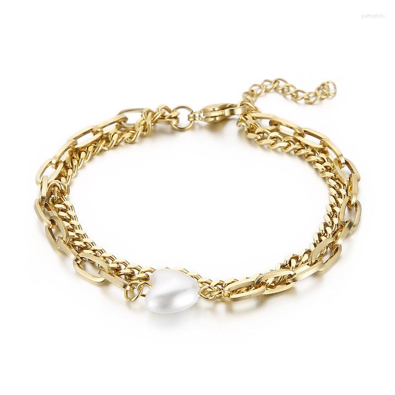 

Link Bracelets Fashion Women Men Silver Color Stainless Steel Gold Round Chain Keychain Jewelry Gift