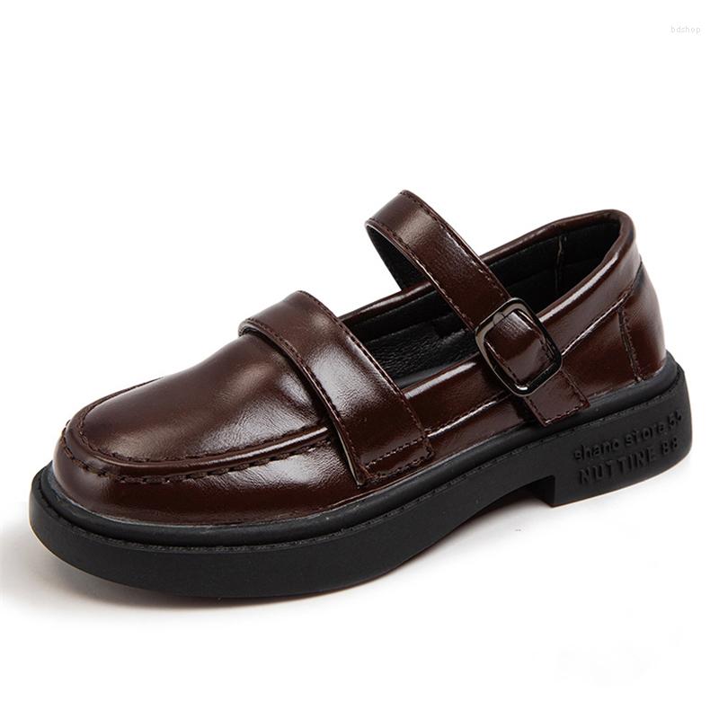 

Flat Shoes Kid Girls PU Leather Spring Summer Fashion Walking Children Outdoor Flats Antiskid Dance For School Party, Black