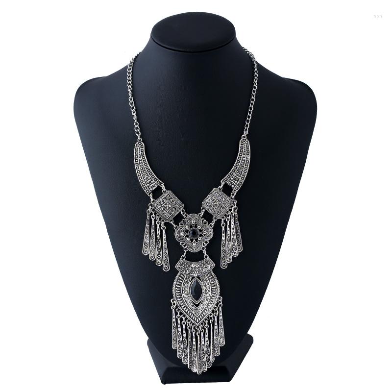 

Pendant Necklaces Vintage Tassel Statement For Women Boho Ethnic Geometric Crystal Gold Silver Color Charm Femme Jewelry
