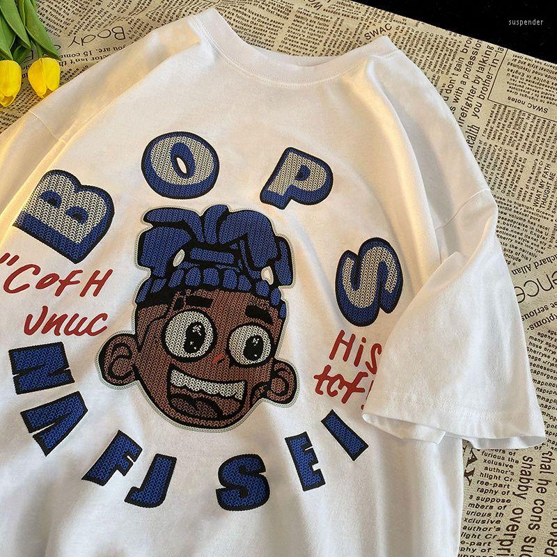 

Men' T Shirts American Trendy Printed Short Sleeved Shirt Couple Outfit Summer Loose Street Hip Hop Casual Men And Women Tops Korean, Black