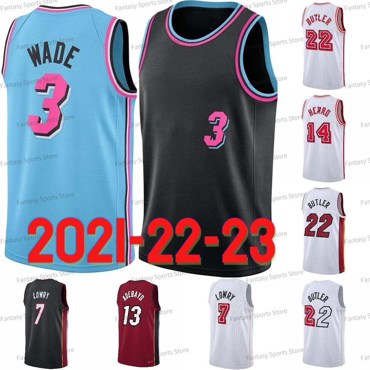 

New Jimmy Dwyane Butler Jersey Tyler Herro Kyle Lowry Bam Adebayo Classic Basketball Jerseys Mens Stitched Pink Black Blue, Men jersey