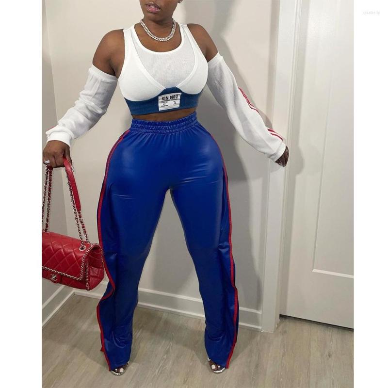 

Women' Pants 2023 Women Faux Leather Skinny Sexy Slim Fit Trousers Solid High Waist PU Pencil, White