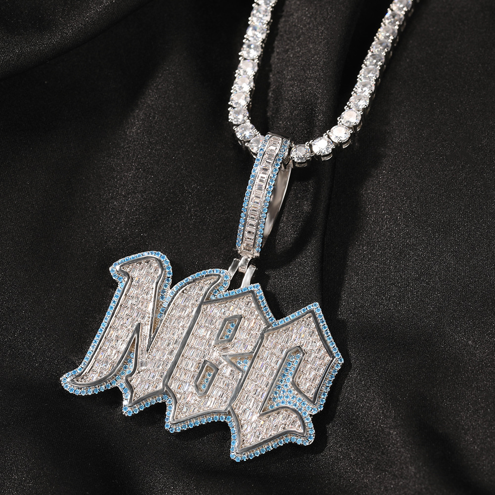 

Custom A-Z Letters Pendant Necklaces Bling Cubic Zircon Diamond Real Gold Plated