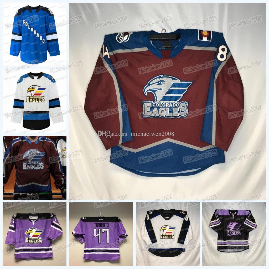 

Colorado Eagles Hockey Jersey AHL Custom Women Youth Sampo Ranta Justin Barron Roland McKeown Alex Newhook Robert Hamilton Cal Burke Mikhail, White