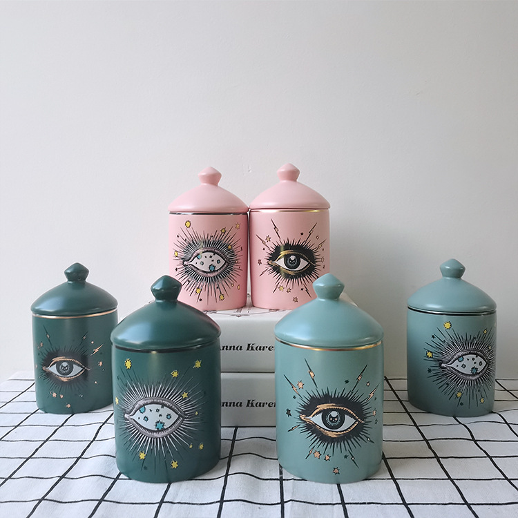 Ceramic Candle Storage Bottles Jars Candlestick Organizer Ornaments Cotton Swab Storage Storage Jar Home Accessories Decoration-image-850981227