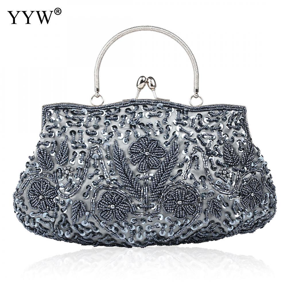 

Evening Bags Women Clutch Bags Ladies Beads Evening Bags Wedding Party Bridal Embroidered Handbag Women Solid Retro Small Mini Wallets 230316, Blue