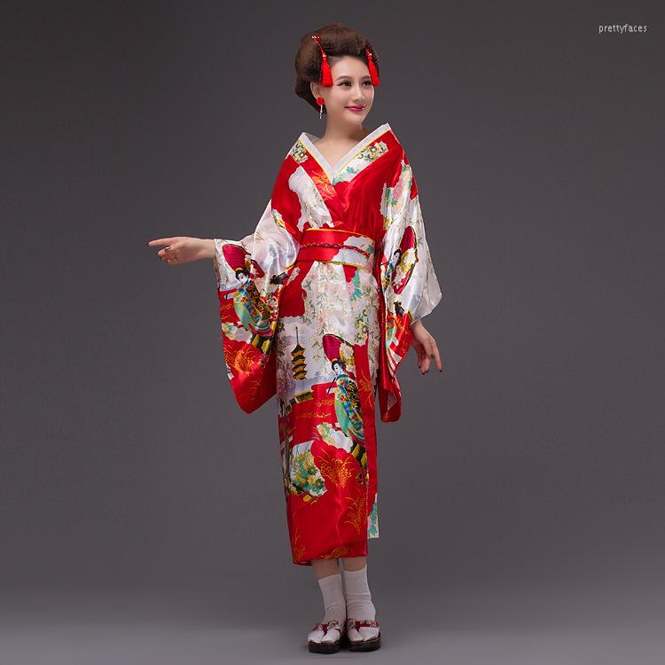 

Ethnic Clothing 2023 Japan Kimono Women Geisha Prom Dress Vintage Original Tradition Silk Yukata With Obi Sexy Costumes 8colors